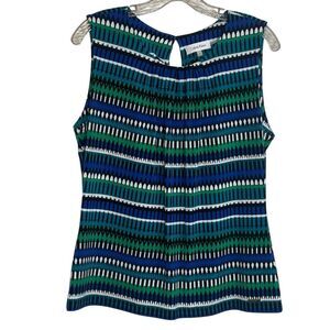 Calvin Klein Women's Blue and Green Patterned Top